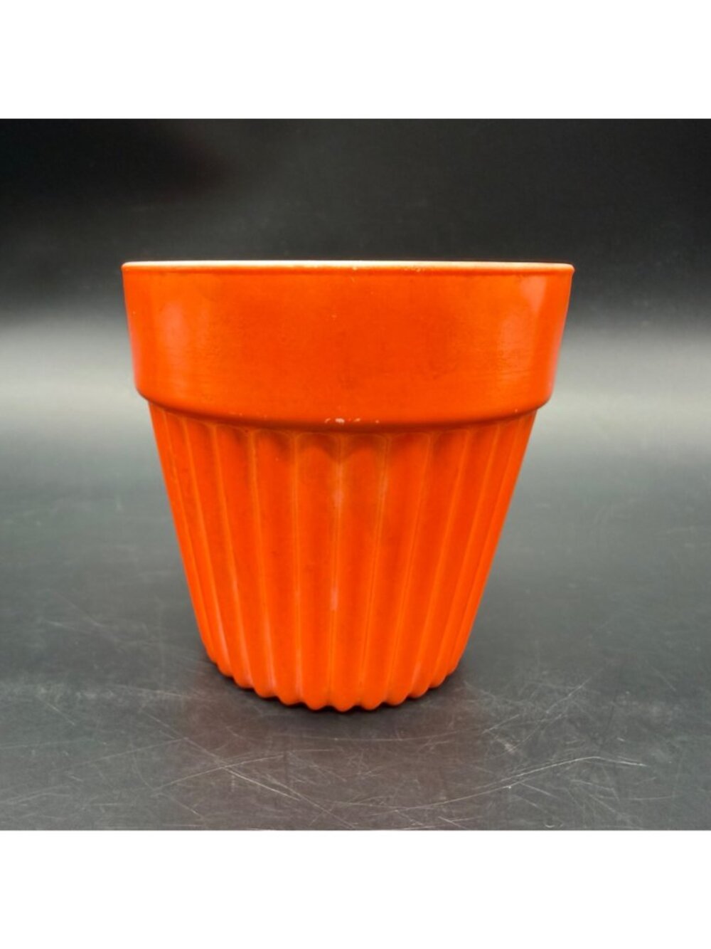 Vintage Planter Ribbed Flower Pot Milk Glass Hazel Atlas Moderntone Platonite - Picture 5 of 14